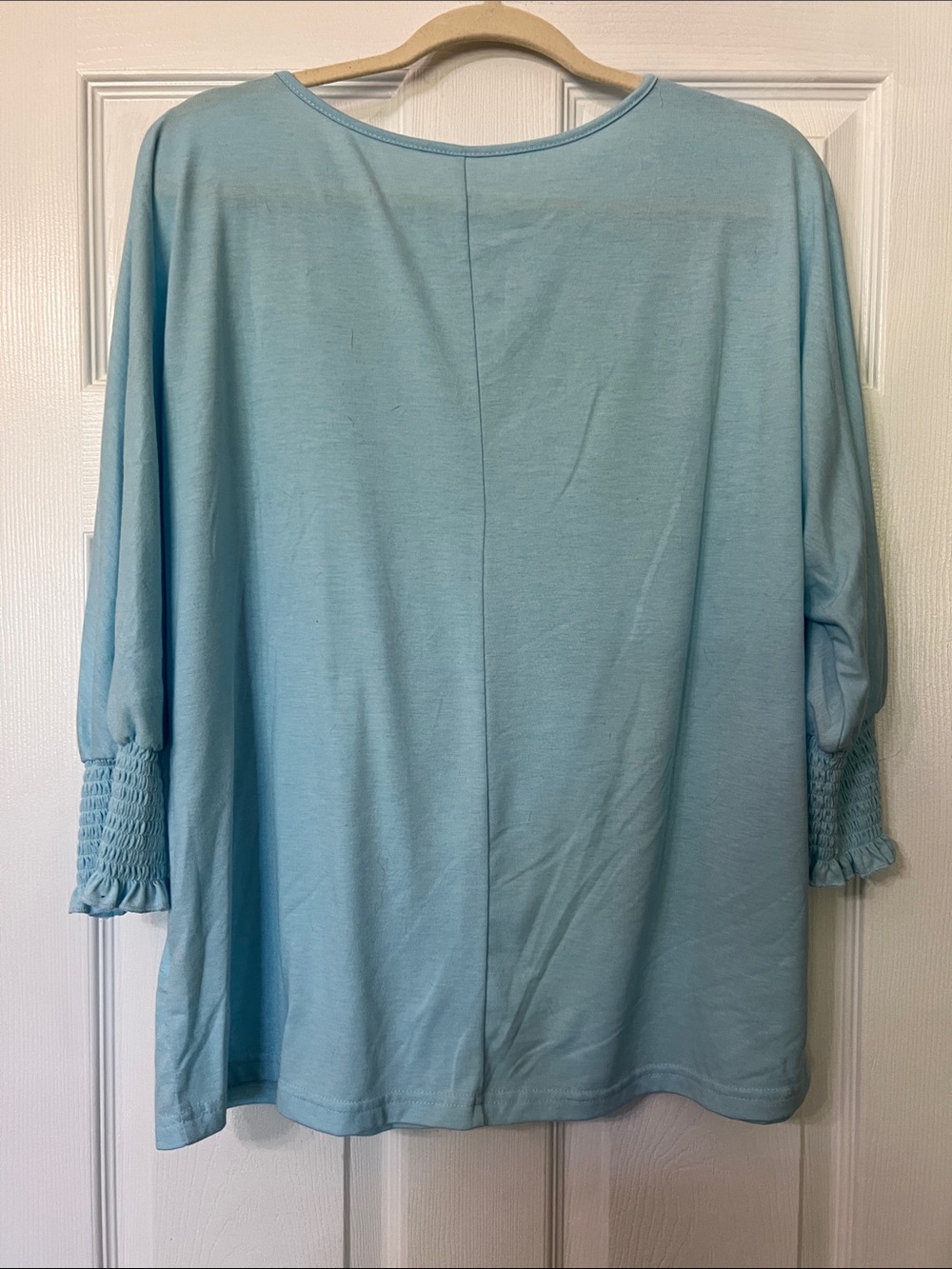 new directions Light Blue Smocked-Sleeve Tunic Top - Picture 4 of 4